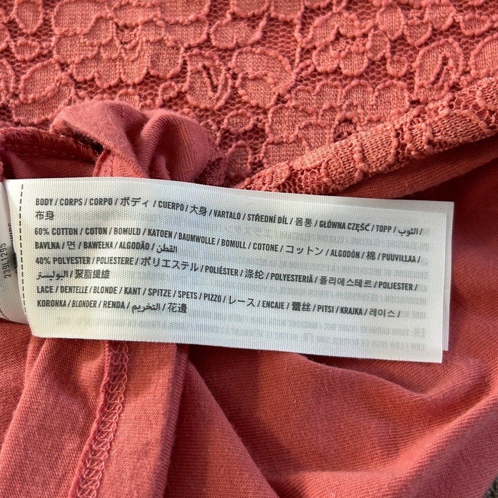Abercrombie Kids Tween Girls Long Sleeve Square Neck Lace Top 11/12 Coral Peach - Picture 5 of 7